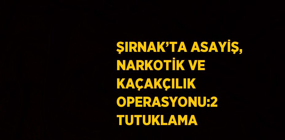 ŞIRNAK’TA ASAYİŞ, NARKOTİK VE KAÇAKÇILIK OPERASYONU:2 TUTUKLAMA