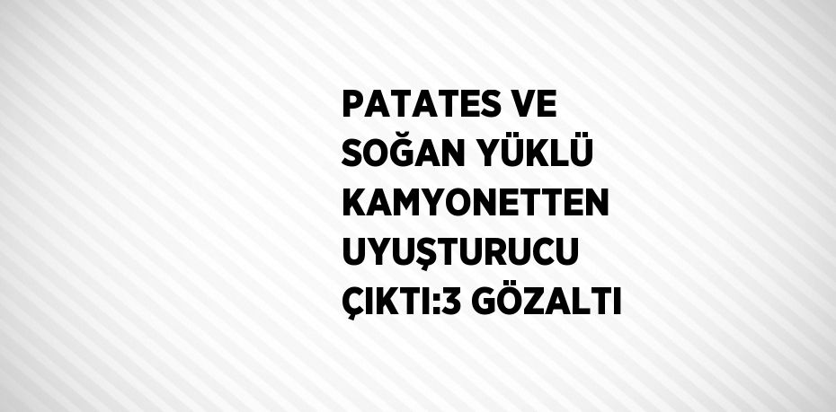 PATATES VE SOĞAN YÜKLÜ KAMYONETTEN UYUŞTURUCU ÇIKTI:3 GÖZALTI