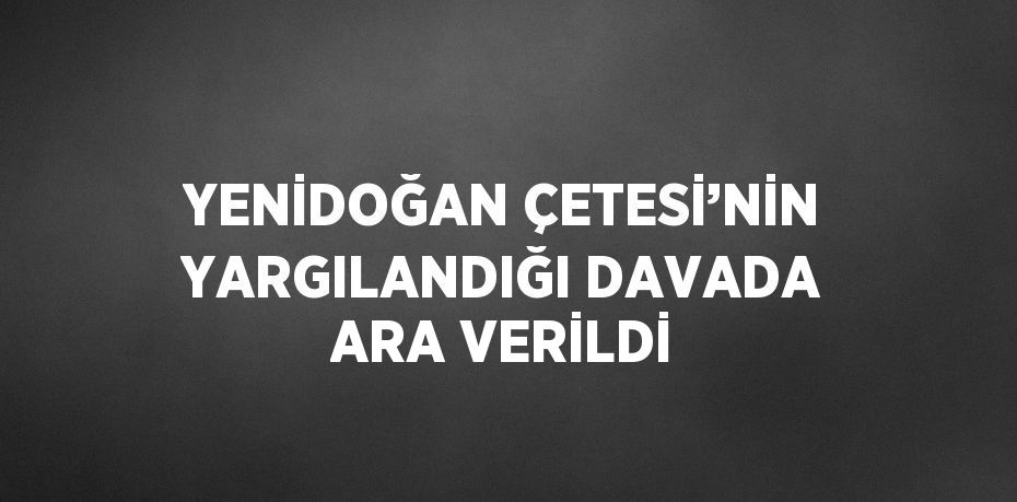 YENİDOĞAN ÇETESİ’NİN YARGILANDIĞI DAVADA ARA VERİLDİ