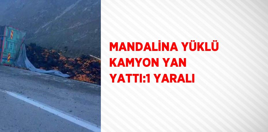 MANDALİNA YÜKLÜ KAMYON YAN YATTI:1 YARALI