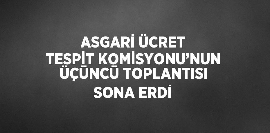 ASGARİ ÜCRET TESPİT KOMİSYONU’NUN ÜÇÜNCÜ TOPLANTISI SONA ERDİ