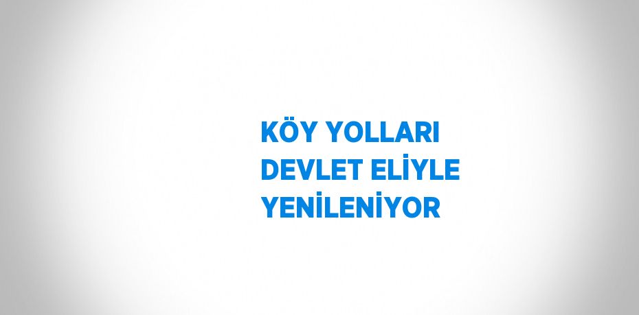 KÖY YOLLARI DEVLET ELİYLE YENİLENİYOR
