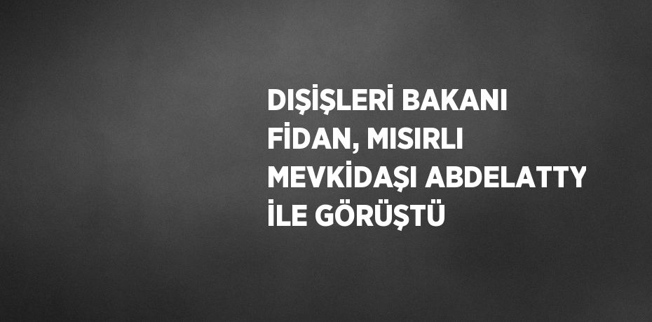 DIŞİŞLERİ BAKANI FİDAN, MISIRLI MEVKİDAŞI ABDELATTY İLE GÖRÜŞTÜ