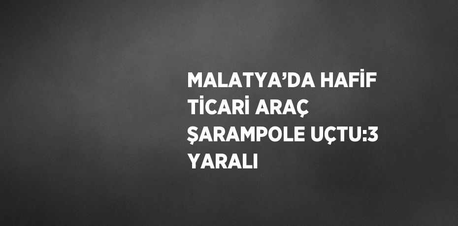 MALATYA’DA HAFİF TİCARİ ARAÇ ŞARAMPOLE UÇTU:3 YARALI