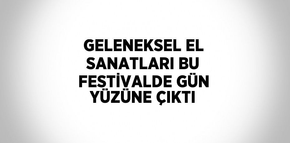 GELENEKSEL EL SANATLARI BU FESTİVALDE GÜN YÜZÜNE ÇIKTI