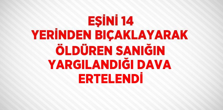 EŞİNİ 14 YERİNDEN BIÇAKLAYARAK ÖLDÜREN SANIĞIN YARGILANDIĞI DAVA ERTELENDİ