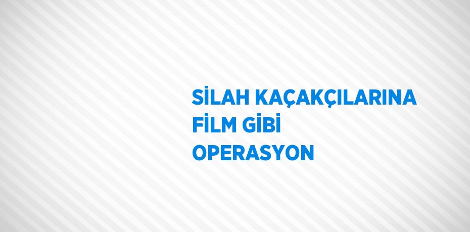 SİLAH KAÇAKÇILARINA FİLM GİBİ OPERASYON