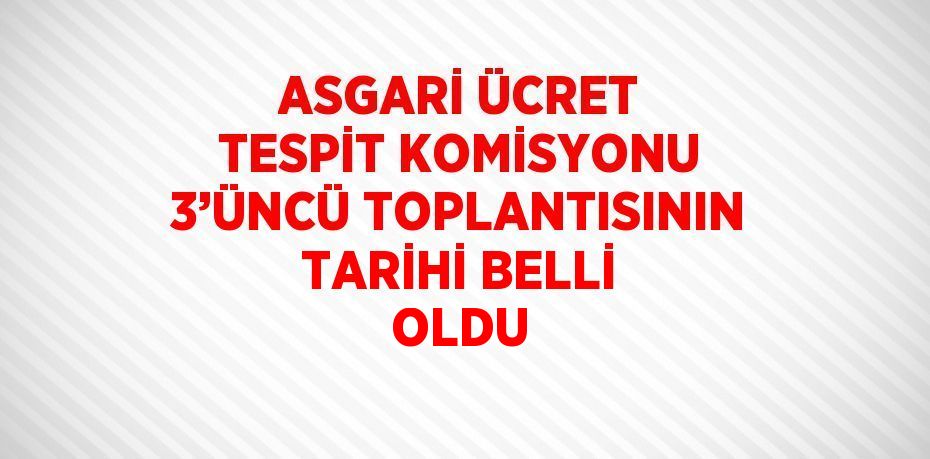 ASGARİ ÜCRET TESPİT KOMİSYONU 3’ÜNCÜ TOPLANTISININ TARİHİ BELLİ OLDU