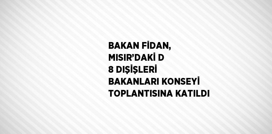 BAKAN FİDAN, MISIR’DAKİ D 8 DIŞİŞLERİ BAKANLARI KONSEYİ TOPLANTISINA KATILDI