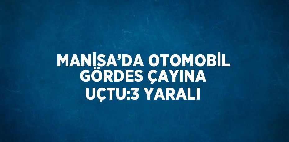 MANİSA’DA OTOMOBİL GÖRDES ÇAYINA UÇTU:3 YARALI