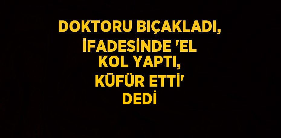 DOKTORU BIÇAKLADI, İFADESİNDE 'EL KOL YAPTI, KÜFÜR ETTİ' DEDİ