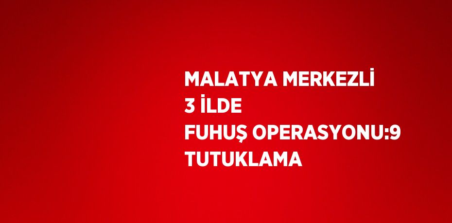 MALATYA MERKEZLİ 3 İLDE FUHUŞ OPERASYONU:9 TUTUKLAMA