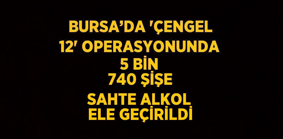 BURSA’DA 'ÇENGEL 12' OPERASYONUNDA 5 BİN 740 ŞİŞE SAHTE ALKOL ELE GEÇİRİLDİ