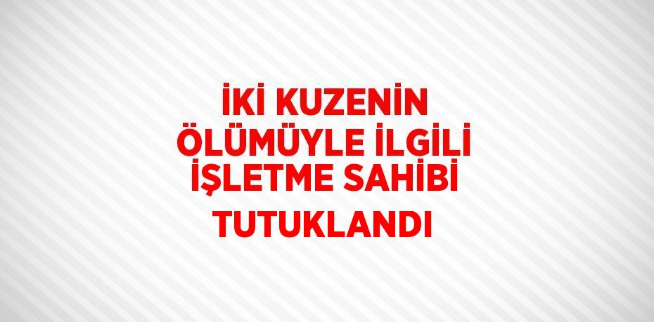 İKİ KUZENİN ÖLÜMÜYLE İLGİLİ İŞLETME SAHİBİ TUTUKLANDI
