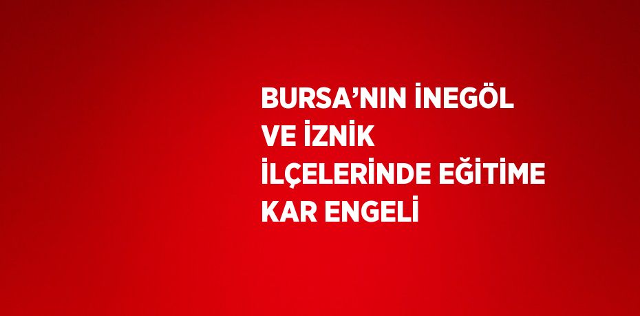 BURSA’NIN İNEGÖL VE İZNİK İLÇELERİNDE EĞİTİME KAR ENGELİ