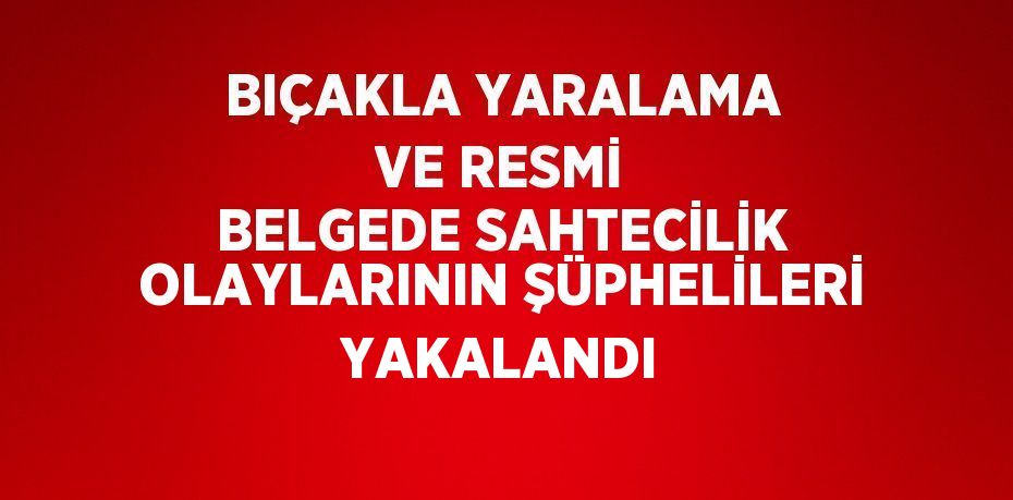 BIÇAKLA YARALAMA VE RESMİ BELGEDE SAHTECİLİK OLAYLARININ ŞÜPHELİLERİ YAKALANDI