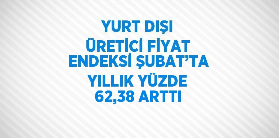 YURT DIŞI ÜRETİCİ FİYAT ENDEKSİ ŞUBAT’TA YILLIK YÜZDE 62,38 ARTTI