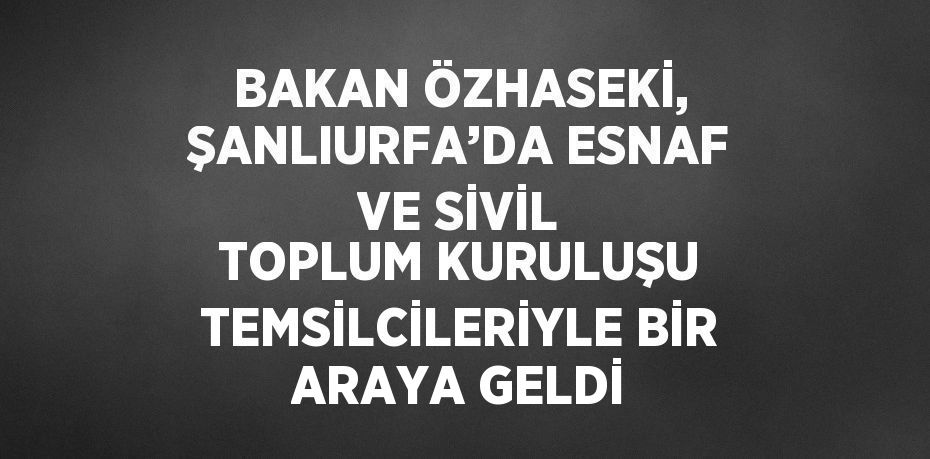 BAKAN ÖZHASEKİ, ŞANLIURFA’DA ESNAF VE SİVİL TOPLUM KURULUŞU TEMSİLCİLERİYLE BİR ARAYA GELDİ