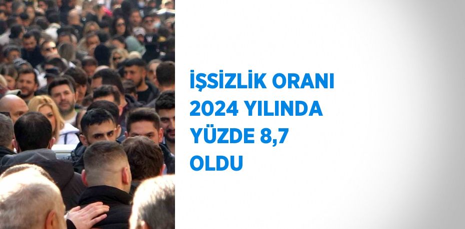 İŞSİZLİK ORANI 2024 YILINDA YÜZDE 8,7 OLDU