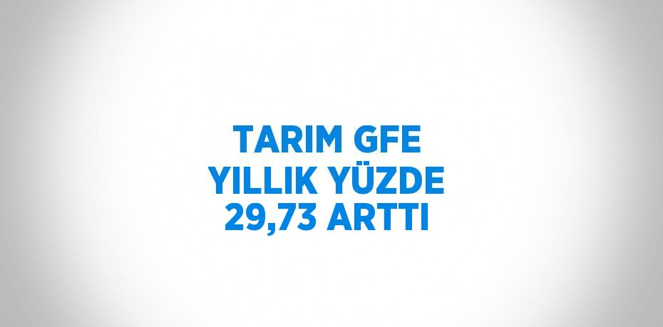 TARIM GFE YILLIK YÜZDE 29,73 ARTTI