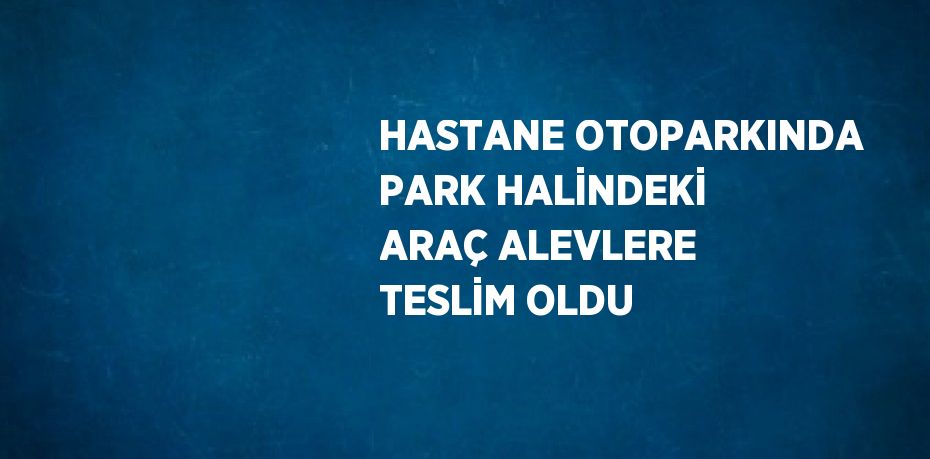HASTANE OTOPARKINDA PARK HALİNDEKİ ARAÇ ALEVLERE TESLİM OLDU