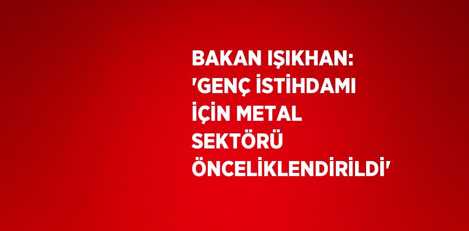 BAKAN IŞIKHAN: 'GENÇ İSTİHDAMI İÇİN METAL SEKTÖRÜ ÖNCELİKLENDİRİLDİ'