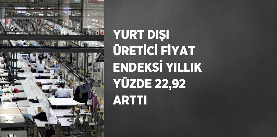 YURT DIŞI ÜRETİCİ FİYAT ENDEKSİ YILLIK YÜZDE 22,92 ARTTI
