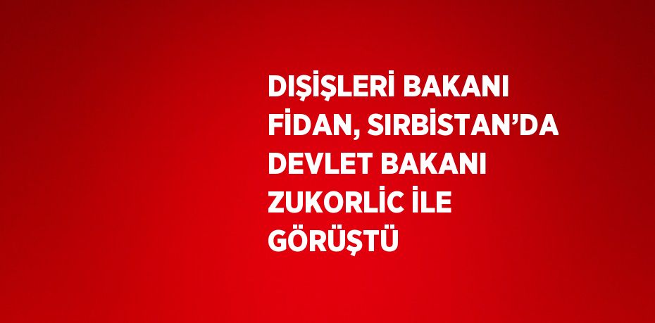 DIŞİŞLERİ BAKANI FİDAN, SIRBİSTAN’DA DEVLET BAKANI ZUKORLİC İLE GÖRÜŞTÜ