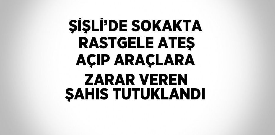 ŞİŞLİ’DE SOKAKTA RASTGELE ATEŞ AÇIP ARAÇLARA ZARAR VEREN ŞAHIS TUTUKLANDI