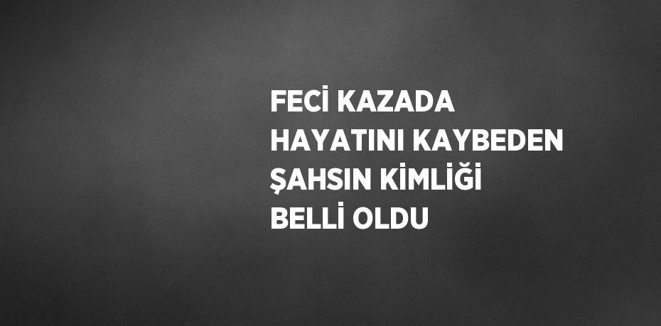 FECİ KAZADA HAYATINI KAYBEDEN ŞAHSIN KİMLİĞİ BELLİ OLDU