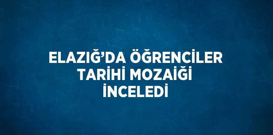 ELAZIĞ’DA ÖĞRENCİLER TARİHİ MOZAİĞİ İNCELEDİ