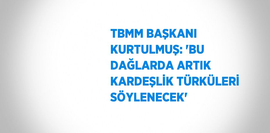 TBMM BAŞKANI KURTULMUŞ: 'BU DAĞLARDA ARTIK KARDEŞLİK TÜRKÜLERİ SÖYLENECEK'
