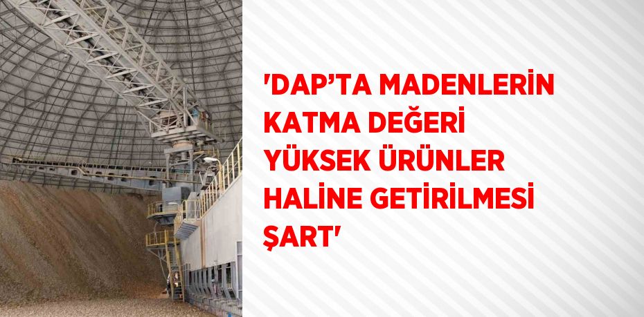 'DAP’TA MADENLERİN KATMA DEĞERİ YÜKSEK ÜRÜNLER HALİNE GETİRİLMESİ ŞART'