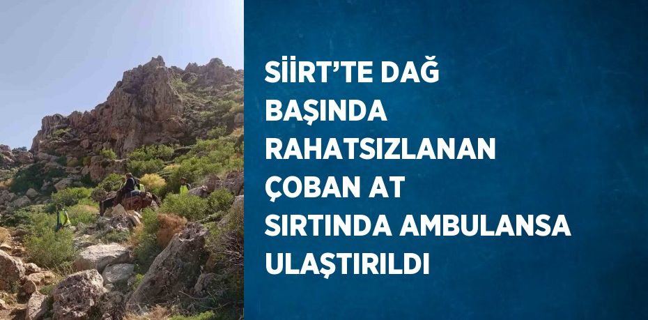 SİİRT’TE DAĞ BAŞINDA RAHATSIZLANAN ÇOBAN AT SIRTINDA AMBULANSA ULAŞTIRILDI