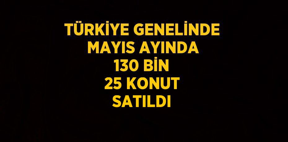 TÜRKİYE GENELİNDE MAYIS AYINDA 130 BİN 25 KONUT SATILDI