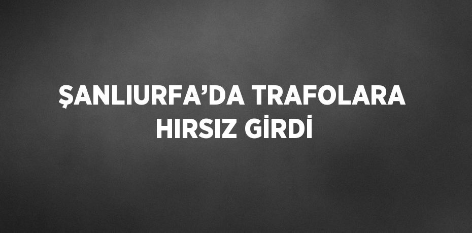 ŞANLIURFA’DA TRAFOLARA HIRSIZ GİRDİ