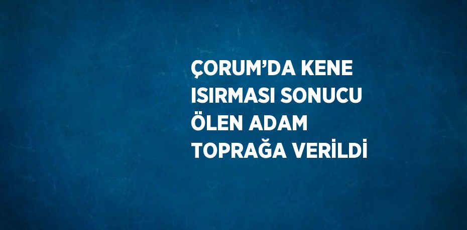 ÇORUM’DA KENE ISIRMASI SONUCU ÖLEN ADAM TOPRAĞA VERİLDİ