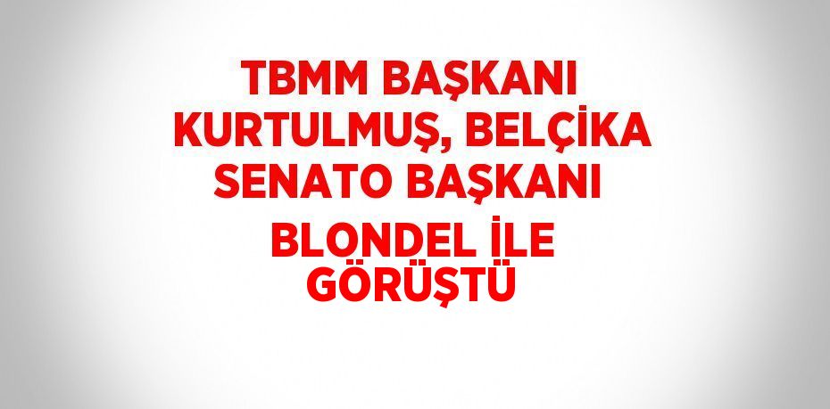 TBMM BAŞKANI KURTULMUŞ, BELÇİKA SENATO BAŞKANI BLONDEL İLE GÖRÜŞTÜ