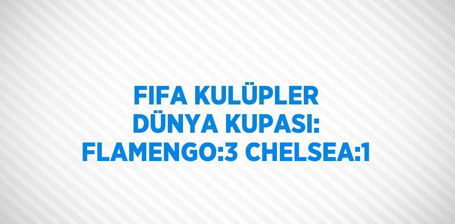 FIFA KULÜPLER DÜNYA KUPASI: FLAMENGO:3 CHELSEA:1