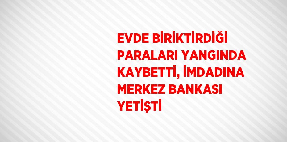 EVDE BİRİKTİRDİĞİ PARALARI YANGINDA KAYBETTİ, İMDADINA MERKEZ BANKASI YETİŞTİ