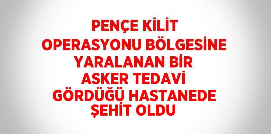 PENÇE KİLİT OPERASYONU BÖLGESİNE YARALANAN BİR ASKER TEDAVİ GÖRDÜĞÜ HASTANEDE ŞEHİT OLDU