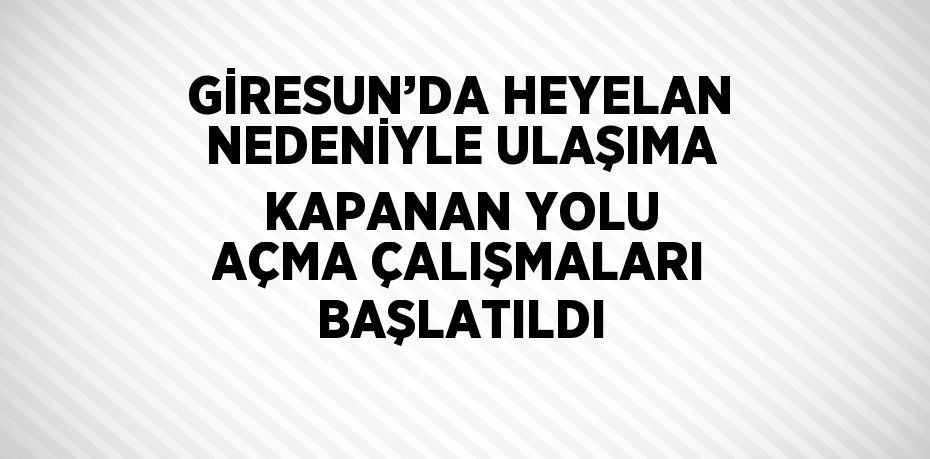 GİRESUN’DA HEYELAN NEDENİYLE ULAŞIMA KAPANAN YOLU AÇMA ÇALIŞMALARI BAŞLATILDI