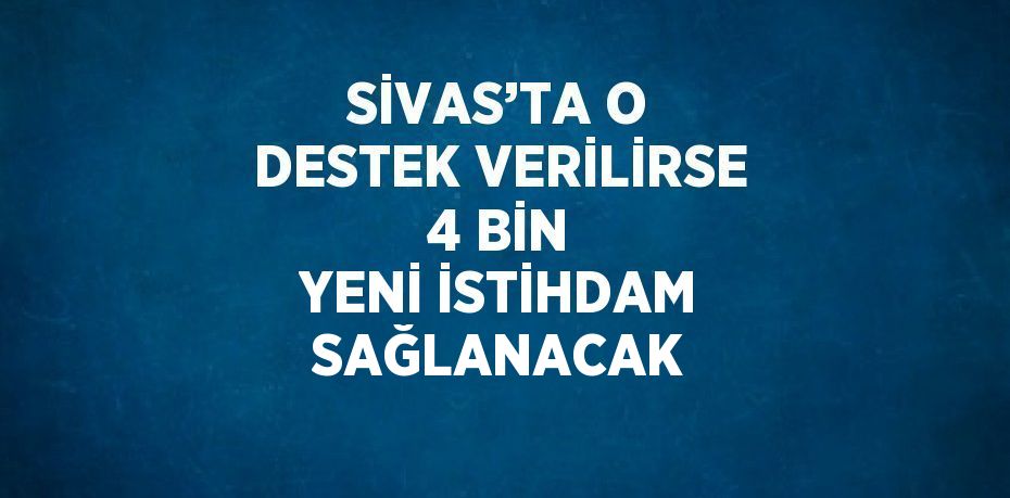 SİVAS’TA O DESTEK VERİLİRSE 4 BİN YENİ İSTİHDAM SAĞLANACAK