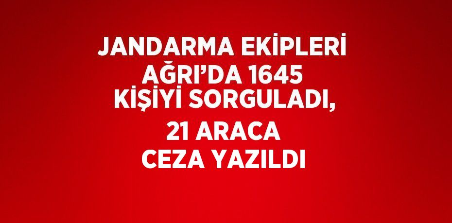 JANDARMA EKİPLERİ AĞRI’DA 1645 KİŞİYİ SORGULADI, 21 ARACA CEZA YAZILDI