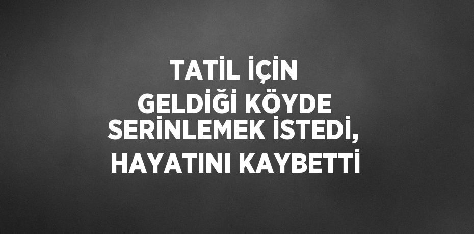 TATİL İÇİN GELDİĞİ KÖYDE SERİNLEMEK İSTEDİ, HAYATINI KAYBETTİ