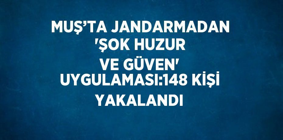 MUŞ’TA JANDARMADAN 'ŞOK HUZUR VE GÜVEN' UYGULAMASI:148 KİŞİ YAKALANDI