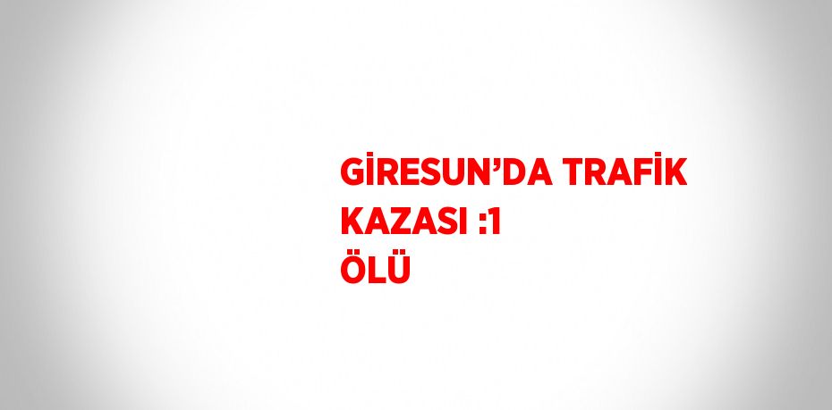 GİRESUN’DA TRAFİK KAZASI :1 ÖLÜ
