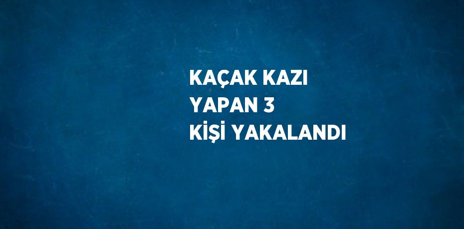 KAÇAK KAZI YAPAN 3 KİŞİ YAKALANDI