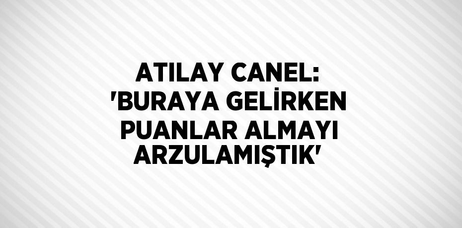 ATILAY CANEL: 'BURAYA GELİRKEN PUANLAR ALMAYI ARZULAMIŞTIK'