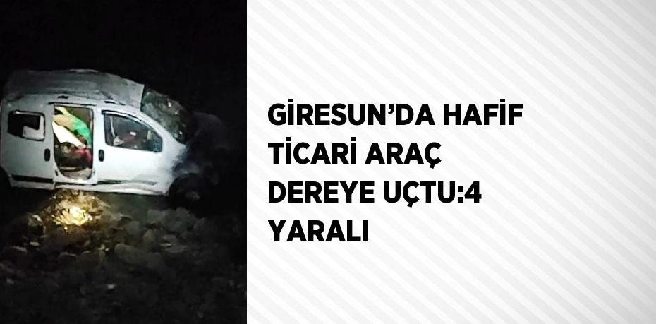 GİRESUN’DA HAFİF TİCARİ ARAÇ DEREYE UÇTU:4 YARALI